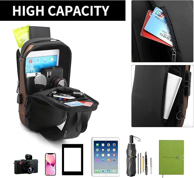 Bolso Anti Robo De Cuero Con Usb